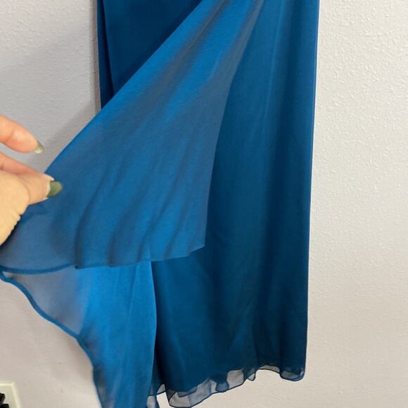 David’s Bridal Women Teal Bride’s Maid Strapless Tube Style Dress Size 6 - Picture 6 of 8